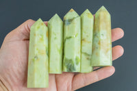 1 Pc Natural Olive Jade Obelisk Tower Point wand healing crystal Towers