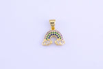 1 pc 24K Gold SunBurst Charm for Necklace Multi Color Cz Charm Micro Pave Rainbow Charm Gold Sun Rise Celestial Jewelry-14mm