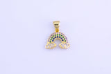 1 pc 24K Gold SunBurst Charm for Necklace Multi Color Cz Charm Micro Pave Rainbow Charm Gold Sun Rise Celestial Jewelry-14mm