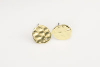 Light Gold Earring Hammered Stud Findings 12mm