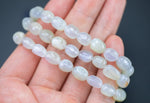 White Moonstone Stretchy String Oval Bracelet Natural Gemstone Crystal Bracelets - Gemstone Nugget Bracelets Handmade Jewelry Bracelet