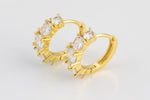 17mm 18kt Gold Huggie Hoops- 17mm CZ Hoop Earring with CZ Set- 1 pair per order Huggies