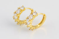 17mm 18kt Gold Huggie Hoops- 17mm CZ Hoop Earring with CZ Set- 1 pair per order Huggies