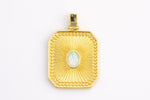 1 pc 18K Gold Rectangle Tag Pendant, Micro Pave Cubic Zirconia- Opal- 20x30mm