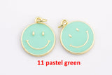 2 pcs Dainty Enamel Charm Smiley coin Mini Happy Smiley pendant Gold Smiley Face 14k Gold Emoji Charm- 16mm P13E18--P13E25
