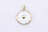2 pcs White Heart Charms Enamel Style Charm Heart Pendant- 14mm