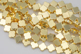 14kt Light GOLD COATED Quatrefoil Flower - 12mm - Very High quality gold plating / coating