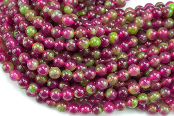 Fusia Watermelon- JADE Smooth Round- 6mm 8mm 10mm 12mm-Full Strand 15.5 inch Strand AAA Quality