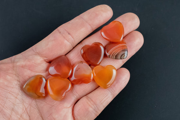 Carnelian Heart Hearts Healing Stone - Size approximately 20x20mm / .8" x .8" - Natural Gemstone Hearts Pre-charged