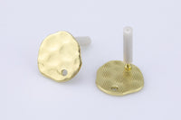 Light Gold Earring Hammered Stud Findings 12mm