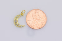 1pc Dainty 18k Gold Opal Moon Charm for Bracelet Necklace Pendant Findings for Jewelry Making- 10x14mm