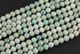 Natural Soft Green Burmese Jade Burma Jade 4mm 6mm 8mm 10mm 12mm Soft Green Pale Polished Round Beads 15.5" Strand Gemstone Beads