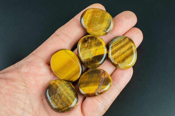 Natural Tiger Eye Small Flat Disk Pieces Healing Stones about 1" across Pre-charged