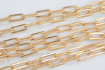 Chunky Paperclip Chain Necklace 6x14mm 8x21mm 18kt Gold Jumbo Link Paper Clip Chain 1 yard, Nickel Free Unfinished Link Chain