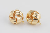 4pc 18K Gold Knot Earrings Stud Semi Earrings- 2 pairs per order - 14mm