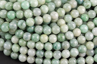 Natural Soft Green Burmese Jade Burma Jade 4mm 6mm 8mm 10mm 12mm Soft Green Pale Polished Round Beads 15.5" Strand Gemstone Beads