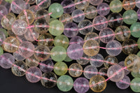 Natural Multi Quartz beads, Faceted Round, Full Strand 15 inch Strand- High Polish-16mm