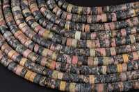 Rhodonite Heishi Discs Beads 2x4mm 3x6mm 15.5" Strand