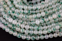 Light Moss Agate Round Beads 4mm Round Beads 6mm Round Beads 8mm Round Beads Green Gemstone High Polish Spheres 15.5" Strand