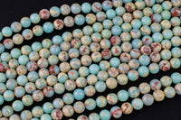 Natural Impression Sea Sediment Jasper  Round Beads 4mm 6mm 8mm 10mm Aka Snake Skin Jasper Aqua Terra Jasper 15.5" Strand  Smooth