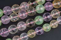 Natural Multi Quartz beads, Faceted Round, Full Strand 15 inch Strand- High Polish-16mm