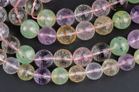 Natural Multi Quartz beads, Faceted Round, Full Strand 15 inch Strand- High Polish-16mm