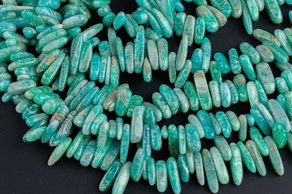 Natural Amazonite Freeform Drops Spike - 15" Strand  - Measuring 3-5mm x 10-20mm