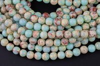 Natural Impression Sea Sediment Jasper  Round Beads 4mm 6mm 8mm 10mm Aka Snake Skin Jasper Aqua Terra Jasper 15.5" Strand  Smooth