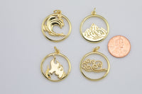 Dainty 24K Gold Plated Charms Element Charm Water Fire Earth Wind Charm for Bracelet Necklace Earring Supply add on Charm Elemental Charms