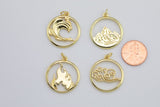 Dainty 24K Gold Plated Charms Element Charm Water Fire Earth Wind Charm for Bracelet Necklace Earring Supply add on Charm Elemental Charms