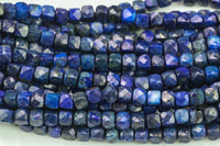 Natural Lapis Faceted Faceted Cube Beads Size 4-5mm 7.5" Strand