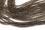 Natural Smokey Quartz High Quality in Diamond Cut Faceted Roundel, 2x4mm - Full 15.5 Inch Strand-Full Strand 15.5 inch Strand