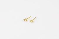 2pc 18K Gold Earrings Dainty Tiny Stud CZ Earrings- 2PC per order - 2x4mm