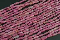 Natural New Organic Cut Raw Unpolished Pink Tourmaline Natural Cylinder Shape Beads 15.5" Strand Gemstone Beads