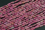 Natural New Organic Cut Raw Unpolished Pink Tourmaline Natural Cylinder Shape Beads 15.5" Strand Gemstone Beads