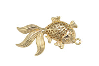 1 pc 18k Puffy Goldfish Koi Fish Charm, Pendant- 17x34mm