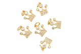 1 pc 18k Crown Micro Pave, Charms, Lock Necklace Earring Charms, CZ Pave- 10mm