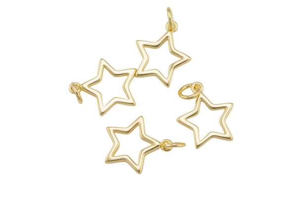 1 pc Gold Star Charm Pendant- 12mm
