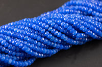 6mm Light Royal Blue Jade Faceted Beads Roundel Full Strand 15.5 inch Strand