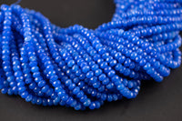 6mm Light Royal Blue Jade Faceted Beads Roundel Full Strand 15.5 inch Strand