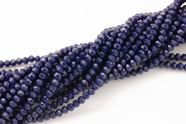 6mm Crystal Navy Blue Beads Rondelle - 2 or 5 or 10 STRANDS - Navy Blue