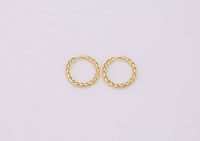 4pc 14k Gold Plated Small Hoop Earrings Twisted Style 11mm