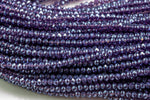 3.5-4mm Crystal Rondelle 1 or 2 or 5 or 10 STRANDS- 13 inch strand- Purple
