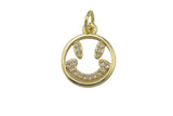 1 pc 18k Smile Face  Charm, Charm Pendant- 12mm