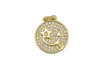 1 pc 18k Smiley Face CZ Charm, Pendant- 14x24mm