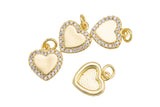 1 pc 18k Heart Micro Pave, Heart Charms, Lock Necklace Earring Charms, CZ Pave- 12mm