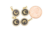 1 pc 18k Enamel Moon Micro Cz Charm Pendant- 12mm