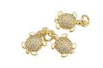 1 pc 18k Turtle Micro Pave, Heart Charms, Necklace Earring Charms, CZ Pave- 9x14mm