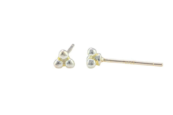 Flower Triangle Stud- Sterling Silver Earring-Stud Earing Style- 3.5mm