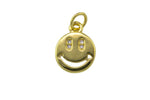 1 pc 18k Smiley Face CZ Charm, Pendant- 5x10mm